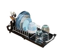 Scolapiatti, Stendino for piatti compatto espandibile in acciaio inossidabile multicolore for lavello da cucina dell'appartamento(Black)