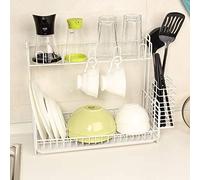 Scolapiatti, Stendino, Set scolapiatti con Nero - Portautensili Compatto Rimovibile Filo di Acciaio Inossidabile Antiruggine Lavello da Cucina Organizzatore(White)