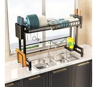 Scolapiatti Verticale A 2 Livelli - Multifunzionale Salvaspazio per La Cucina, Organizer per Piatti E Stoviglie, Drenaggio Efficiente, Design Resistente E Compatto One Color Single Layer