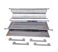 ScolapiattiI In ACCIAIO INOX Da Incasso Con Vaschetta Raccogligocce MADE IN ITALY COMPLETO DI KIT STAFFE PER IL MONTAGGIO (SCOLAPIATTI + KIT 56 cm Montaggio 53 A 60 CM)