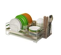 Scolaposate, organizer for ripiani da cucina, scolapiatti regolabile sopra il lavandino, scolapiatti nel lavandino o sul bancone con portautensili rimovibile, acciaio inossidabile antiruggine, 40 * 25