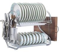Scolaposate, scolapiatti a 2 ripiani, scolapiatti in acciaio inox con scolapiatti rimovibile, scolapiatti da banco con portautensili for il bancone della cucina