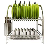 Scolaposate, scolapiatti a 2 ripiani, set di scolapiatti in acciaio inox con portaposate e portautensili for il bancone della cucina