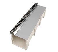 Scolo Acqua Piovana Sistemi di drenaggio nascosti per cortili, kit di drenaggio per trincee in resina con griglia in acciaio inossidabile per pavimenti in cemento/marciapiedi/patio(39.4x8.66x7.87in)