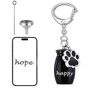 Scolpito personalizzato cenere per animali domestici collana Mini urna cremazione portachiavi ceneri in acciaio inox Cane gatti souvenir (Black)