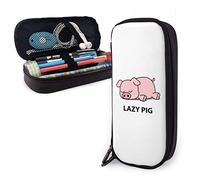 Scomparti Astuccio Cartoleria Cute Sleeping Baby Pig Slot Matite Astuccio Cerniera Doppio Borsa Matite Per Ufficio, Adulto, Insegnanti, 20X9X4Cm