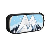 Scomparti Borsa Cancelleria Snow-Capped Mountains Print Borsa Matite Portatile Porta Matite Per Studente, Collegio, Regalo, 20X9X4Cm