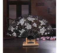 Scomparti per matrimonio in pizzo, ventaglio spagnolo, barocco vittoriano, ventaglio pieghevole vintage, da donna, da uomo, per feste, carnevale, danza, colore nero