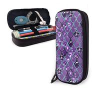 Scomparti Portamatite Borsa Purple Teal Mer-Mai Draw Scales Astuccio Portamatite Grande Capacità Astuccio Cartoleria Per Adulto, Collegio, Studente, 20X9X4Cm