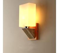 Sconce da parete a LED con base in legno - Lampade da comodino Compatible with camera da letto con applique a cubo con paralume in vetro,Plafoniera Lampadario Da Soffitto