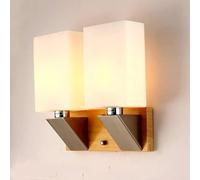 Sconce da parete a LED con base in legno - Lampade da comodino Compatible with camera da letto con applique a cubo con paralume in vetro,Plafoniera Lampadario Da Soffitto
