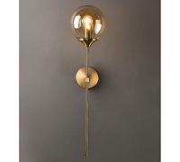 Sconce da Parete Industriale Vintage, Globo in Vetro Trasparente con Lampada da Parete Dorata a Braccio Lungo, Applique Dorata da Comodino