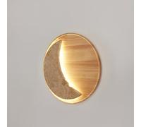 Sconcetto da parete, a forma di luna Personalità Interiori Apparecchi a parete, lampade a parete di decorazione di travertino giallo vintage, corpo a parete rotondo in legno, centesima da parete da