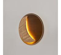 Sconcetto da parete, a forma di luna Personalità Interiori Apparecchi a parete, lampade a parete di decorazione di travertino giallo vintage, corpo a parete rotondo in legno, centesima da parete da