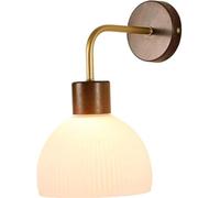 Sconcetto da Parete in Legno retrò Interno Stripe Nordic Glass Luce, Apparecchio Lampada Minimalista di metà secolo per Il corridoio (Marrone)