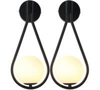 Scones da Parete Wireless in Oro 2 Confezioni di Illuminazione da Parete per Interni Cerchio in Metallo Finitura in Ottone Braccio Oscillante Lampade da Parete A LED Infissi Decorazioni, Black