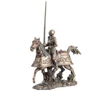 Sconosciuto 34,9 cm Bronze Color Medieval Armored Knight And Horse House Décor