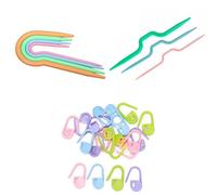 Sconosciuto 4x Maglieria Trecce Aghi Resina Abs Ago Cavo In Plastica ABS 3.0-5.0mm con 20pz Maglia Crochet Di Bloccaggio Marcatori Punto