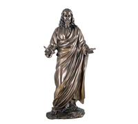 Sconosciuto Gesù Come Predicatore Con Aperte Braccia Bronzierte Figura Cristianesimo Croce