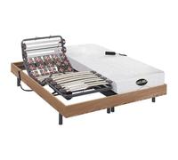 Sconosciuto Letto relax elettrico doghe e sospensioni 2 x 80 x 200 cm materasso memory e bambù Rovere DAMYSOS di NATUREA con motori OKIN