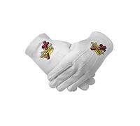 Sconosciuto Massonica Cavaliere Templare KT 100% Cotton Macchina Ricamo Bianco Guanto - Nero, X Large