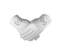 Sconosciuto Regalia Massonica Bianco 100% Cotton Guanti Quadrato Bussola BT050 - Argento, Medium