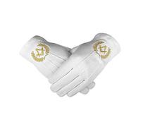 Sconosciuto Regalia Massonica Bianco 100% Cotton Guanti Quadrato Bussola BT050 - Dorato, Medium