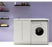 Sconosciuto Yellowshop - Mobile Lavatoio Lavapanni Lavanderia Con Coprilavatrice Lavatrice Ad 1 Anta o 2 Ante Bagno In Legno Mobile Lavabo Varie Misure (Cm L.124 x P.60 x H.87 Versione Dx)