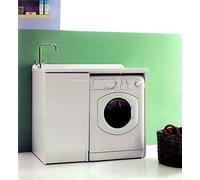 Sconosciuto Yellowshop - Mobile Lavatoio Lavapanni Lavanderia Con Coprilavatrice Lavatrice Ad 1 Anta o 2 Ante Bagno In Legno Mobile Lavabo Varie Misure (Cm L.107 x P.60 x H.87 Versione Dx)