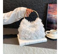 Sconto limitato nel tempo, elegante borsa da sera con fiore di rosa, borsa da cerimonia formale da donna, borsa a tracolla dolce e delicata da ragazza, borsa a secchiello monocolore, borsa da sposa (m