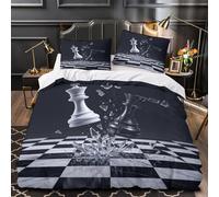 Scontro tra re degli scacchi Set Di Copripiumino Set di 3 Pezzi stampa 3D con federe per cuscini con cerniera disegno drammatico astratto copripiumino for ragazze e bambini Single（135x200cm）