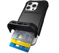 Scooch® Wingmate - Custodia a portafoglio per iPhone 16 Pro con porta carte, con slot per carte nascosto e protezione RFID per un massimo di 4 carte, protezione contro le cadute da 3 piedi, nero