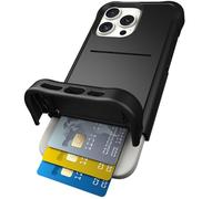Scooch® Wingmate - Custodia a portafoglio per iPhone 16 Pro Max con porta carte, con slot per carte nascosto e protezione RFID, per un massimo di 4 carte, protezione contro le cadute da 3 piedi, nero