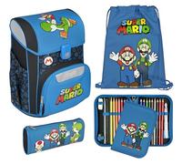 Scooli - EasyStart set di zaino scolastico - zaino scolastico ergonomico per la scuola primaria - set composto da più pezzi - Super Mario