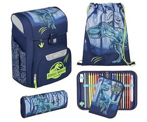 Scooli - EasyStart set di zaino scolastico - zaino scolastico ergonomico per la scuola primaria - set composto da più pezzi - Jurassic World
