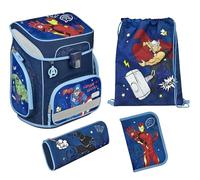 Scooli Set di 18 zaini per la scuola AVENGERS con accessori Iron Man Thor Hulk e molto altro ancora, Blu, Grundschule