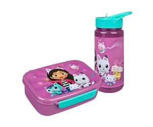 Scooli - Set di stoviglie per Bambini Gabby's Dollhouse - Set Composto da Cestino per Il Pranzo e biberon - Ideale per la Scuola o l'asilo - per Bambini dai 4 Anni - in plastica - Senza BPA