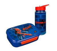 Scooli - Set di stoviglie per Bambini Spider Man - Set Composto da Cestino per Il Pranzo e biberon - Ideale per la Scuola o l'asilo - per Bambini dai 4 Anni - in plastica - Senza BPA