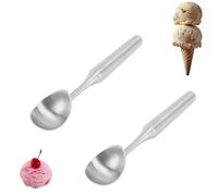 Scoop di gelato 8 pollici da 8 pollici, 2 pezzi in acciaio inossidabile cucchiaio per gelato in metallo cucchiaio con impugnatura ergonomica per ballor di melone di frutta gelato (Silver)