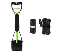 Scoopa per escrementi pieghevole con manico lungo da 18 sacchetto immondizia e scatola di stoccaggio a forma osso cani gatti ergonomico facile trazione superficie antiaderente portatile rifiuti animal