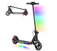 scoot4kids Monopattino Elettrico per Bambini, Età 6-12, Motore 130W, Velocità Massima 14 km/h, Autonomia 8 km, Luci LED Colorate, Design Pieghevole, Regalo per Bambini e Ado (Nero)