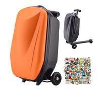 Scooter Bagaglio a mano Valigia rigida da viaggio Scooter, pieghevole e staccabile Valigia portatile per adulti/bambini, bagaglio leggero multifunzionale con ruote per aeroporti e pendolari(Orange)