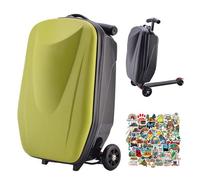 Scooter Bagaglio a mano Valigia rigida da viaggio Scooter, pieghevole e staccabile Valigia portatile per adulti/bambini, bagaglio leggero multifunzionale con ruote per aeroporti e pendolari(Green)