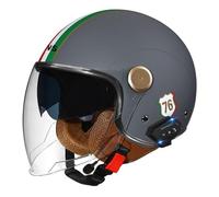 Scooter Caschi Bluetooth Moto Jet 3/4 Casco Auricolare E Microfono Integrati con Doppia Visiera Parasole Certificazione ECE Casco Jet Per Adulti Uomini Donne - Mezze Caschi Moto Stile Vintage(Color:P,