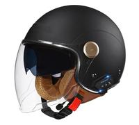 Scooter Caschi Bluetooth Moto Jet 3/4 Casco Auricolare E Microfono Integrati con Doppia Visiera Parasole Certificazione ECE Casco Jet Per Adulti Uomini Donne - Mezze Caschi Moto Stile Vintage(Color:1,