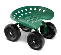 Scooter da giardino， Con sedile girevole a 360° e altezza regolabile e pneumatici da 18 cm, sedile da lavoro for giardinaggio ad alta resistenza con capacità di 150 kg, 47 x 45 x 31-41 cm(Green+Black)