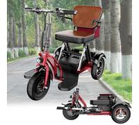 Scooter Elettrico A 3 Ruote Sicuro E Stabile Scooter per Disabili Pieghevoli Ausili per Anziani A Casa City Scooter con Borsa per Lo Stoccaggio per Anziani Disabili,Rosso,10AH