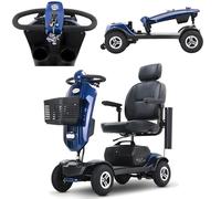 Scooter elettrico a 4 ruote - Ausilio medico per sedia a rotelle elettrica - Compatto e robusto, ideale per viaggi, anziani, adulti e disabili - Batteria a lunga autonomia,Blue