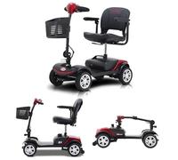 Scooter elettrico a 4 ruote per anziani e adulti, capacità 120 kg, scooter elettrico pieghevole portatile per anziani,Red