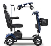 Scooter elettrico a 4 ruote, sedia a rotelle per anziani con portata di 300 libbre, dispositivo staccabile per sedia a rotelle con autonomia massima di 25 miglia,Blue